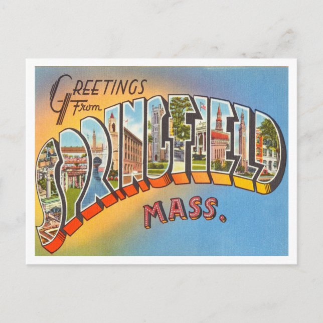 Postal Saludos desde Springfield, Massachusetts Travel (Anverso)