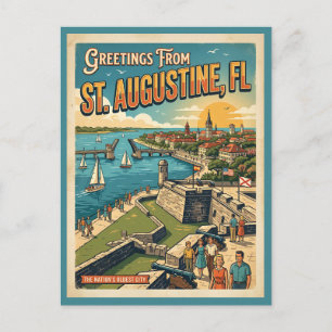 Postal Saludos desde St Augustine Retro