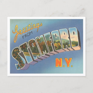 Postal Saludos desde Stamford, New York Vintage Travel