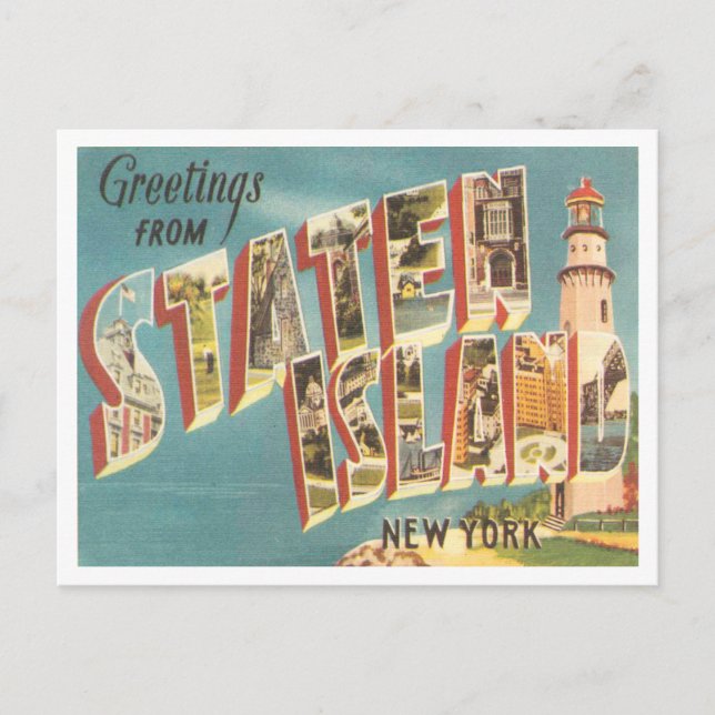 Postal Saludos desde Staten Island, Nueva York Travel (Anverso)