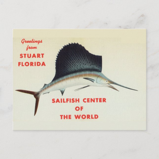 Postal Saludos desde Stuart, Florida, Centro Sailfish (Anverso)