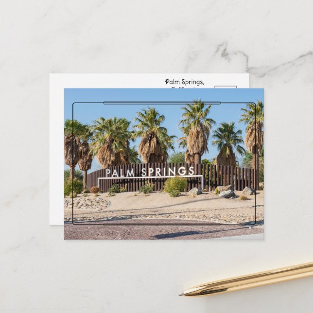 Postal Saludos desde Sunny Palm Springs, California (Anverso/Reverso In Situ)
