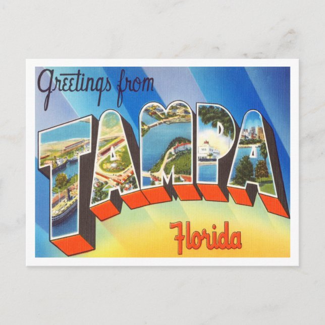 Postal Saludos desde Tampa, Florida Vintage Travel (Anverso)