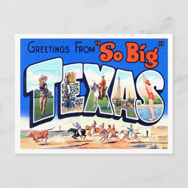 Postal Saludos desde Texas Vintage Travel (Anverso)