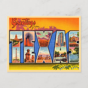 Postal Saludos desde Texas Vintage Travel