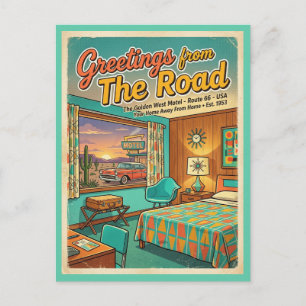 Postal Saludos desde The Road Golden West Motel Ruta 66