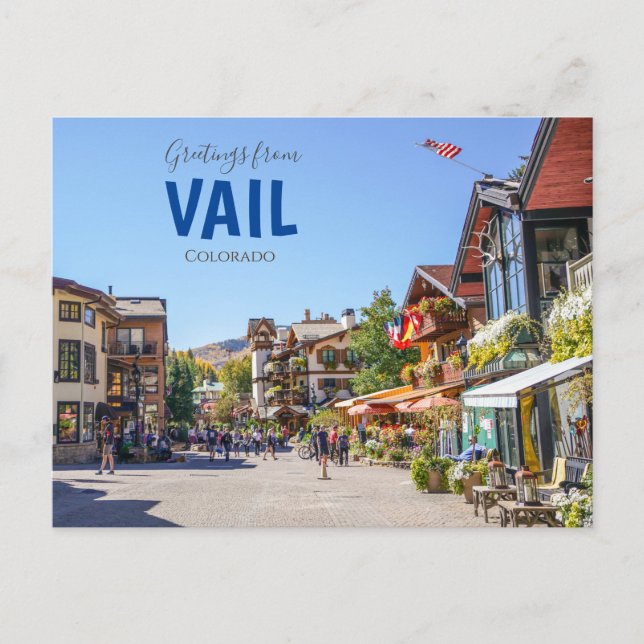 Postal Saludos desde Vail Colorado Downtown Postcard (Anverso)