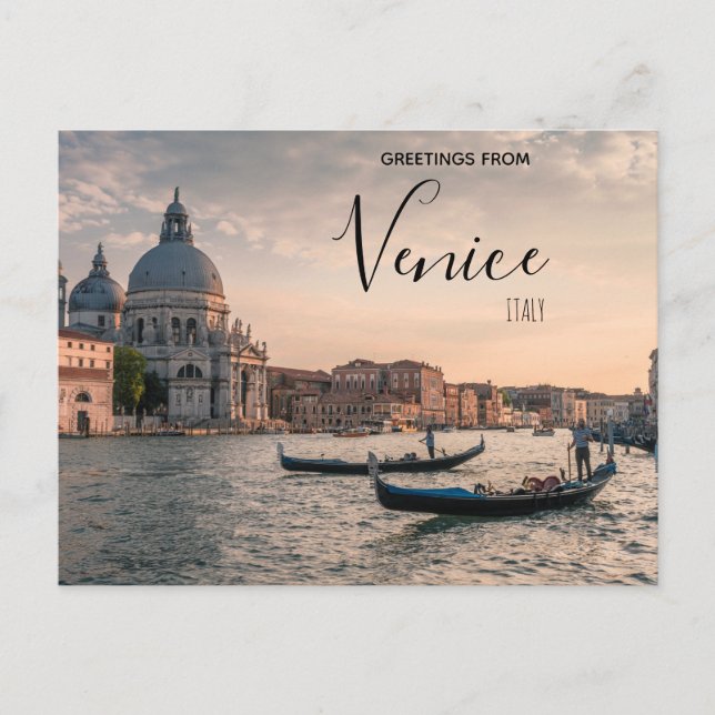 Postal Saludos desde Venecia Italia Gondola Postcard (Anverso)