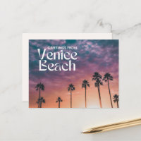 Saludos desde Venice Beach Sunset Postcard