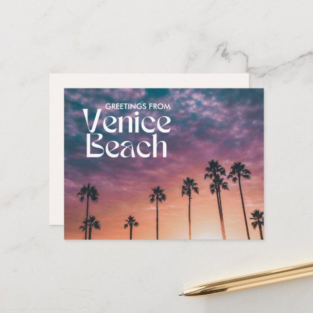 Postal Saludos desde Venice Beach Sunset Postcard (Anverso/Reverso In Situ)