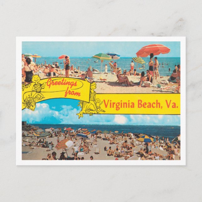 Postal Saludos desde Virginia Beach, Virginia Travel (Anverso)