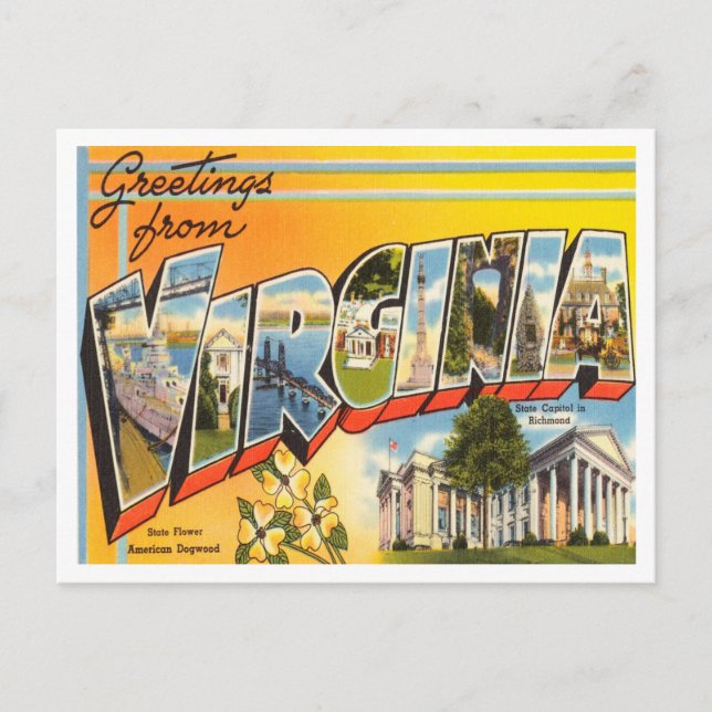 Postal Saludos desde Virginia Vintage Travel (Anverso)