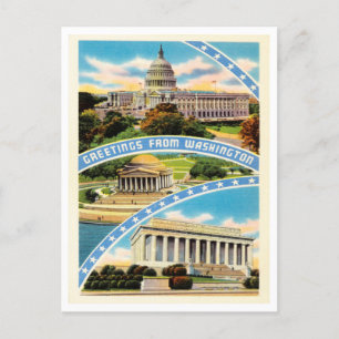Postal Saludos desde Washington, D. C. C. Viajes de época
