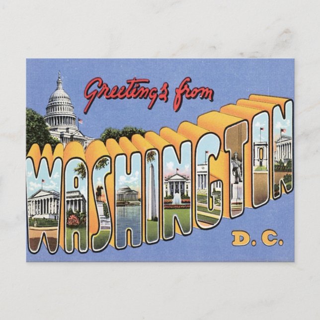 Postal Saludos desde Washington, D.C. EE.UU. (Anverso)