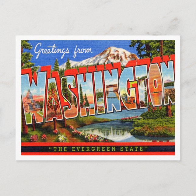Postal Saludos desde Washington, el estado Evergreen (Anverso)