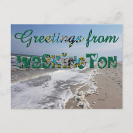 Postal Saludos desde Washington State Flag Hearts USA