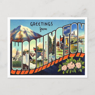 Postal Saludos desde Washington Vintage Travel