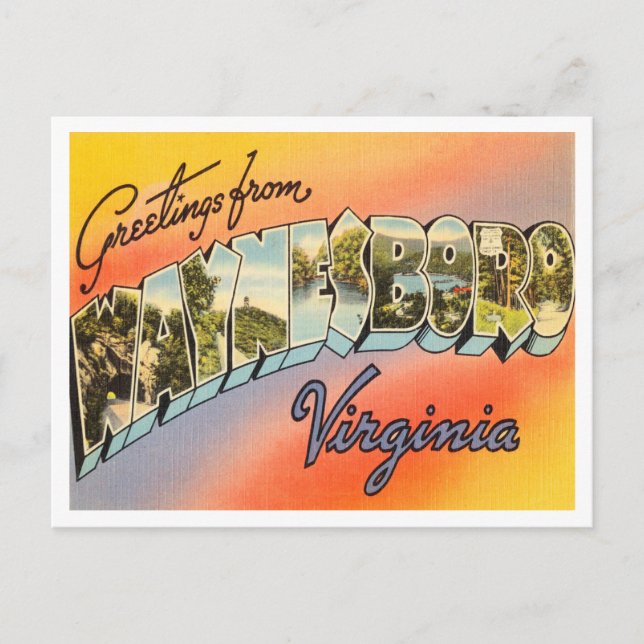Postal Saludos desde Waynesboro, Virginia Vintage Travel (Anverso)