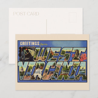 Postal Saludos desde West Virginia Letra Grande Vintage