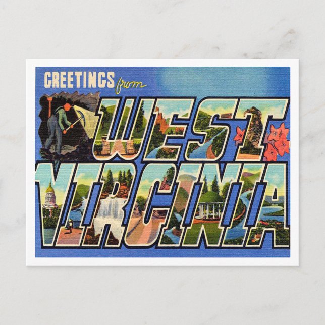 Postal Saludos desde West Virginia Vintage Travel (Anverso)