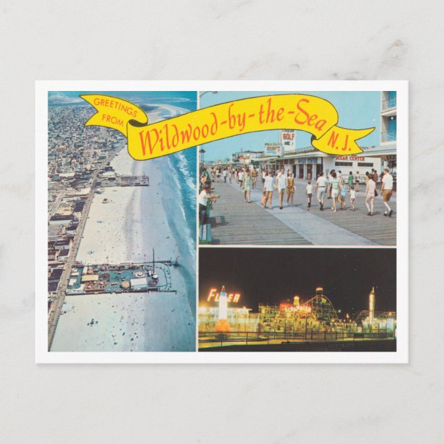 Postal Saludos desde Wildwood by the Sea, Nueva Jersey (Anverso)