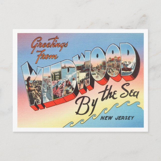 Postal Saludos desde Wildwood by the Sea, Nueva Jersey (Anverso)
