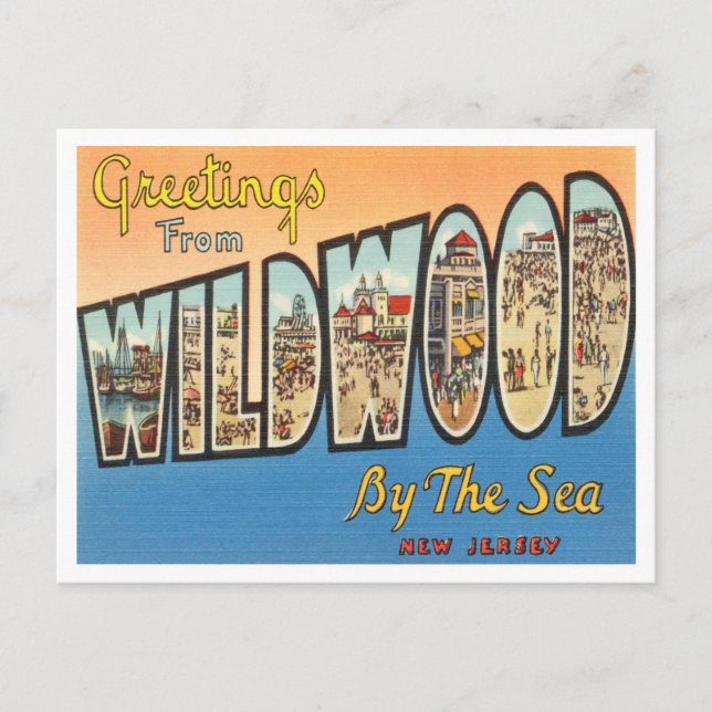 Postal Saludos desde Wildwood by the Sea, Nueva Jersey (Anverso)