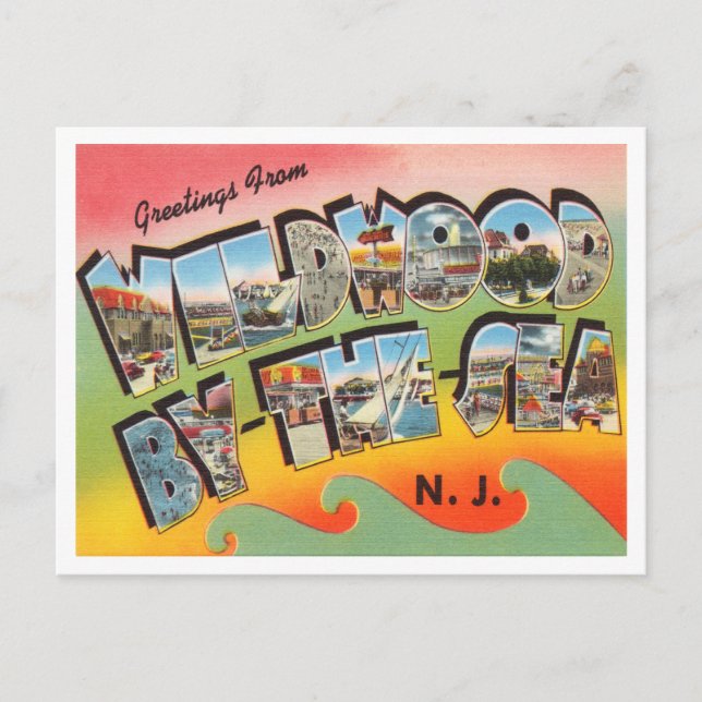 Postal Saludos desde Wildwood by the Sea, Nueva Jersey (Anverso)