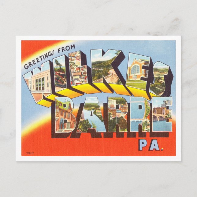 Postal Saludos desde Wilkes Barre, Pennsylvania Travel (Anverso)