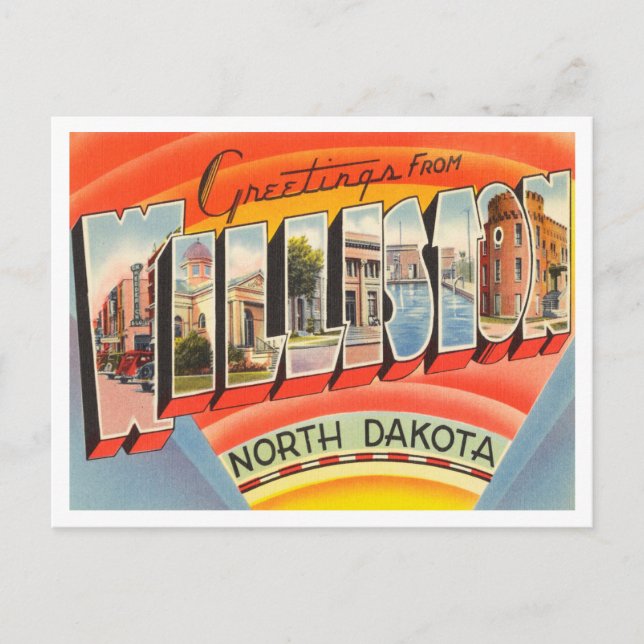 Postal Saludos desde Williston, North Dakota Travel (Anverso)