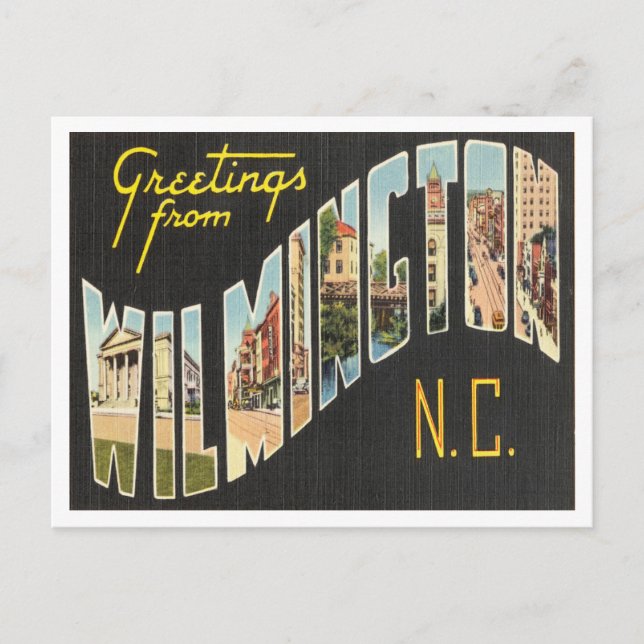 Postal Saludos desde Wilmington, Carolina del Norte Trave (Anverso)