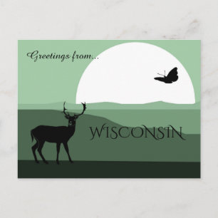 Postal Saludos desde Wisconsin Tonos Terrosos Verdes Exub
