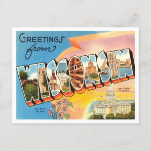Postal Saludos desde Wisconsin Vintage Travel