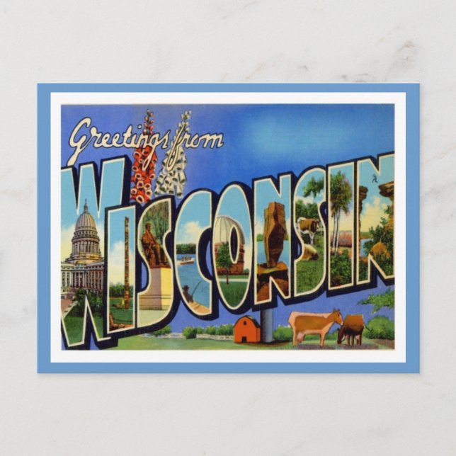 Postal Saludos desde Wisconsin WI USA (Anverso)