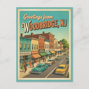 Postal Saludos desde Woodbridge NJ al Estilo Vintage