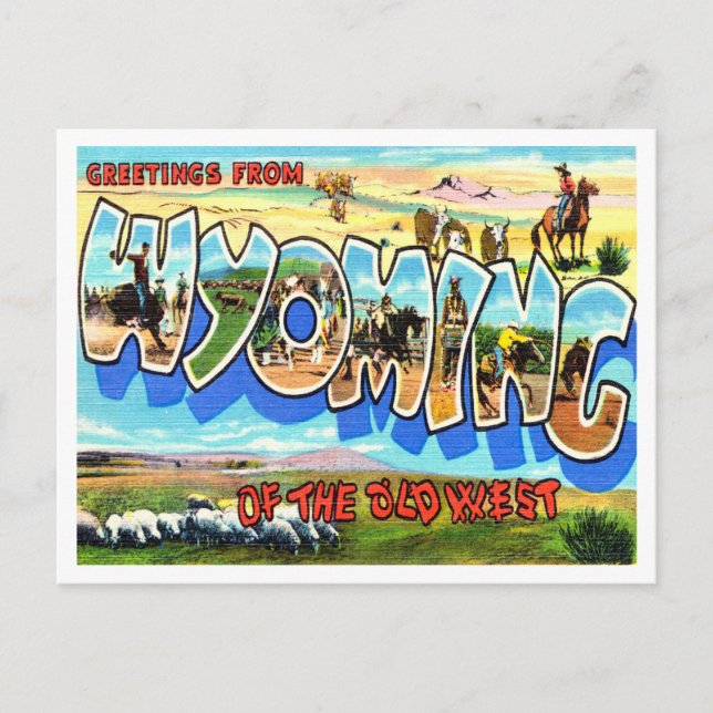 Postal Saludos desde Wyoming del Viejo Viaje del Oeste (Anverso)