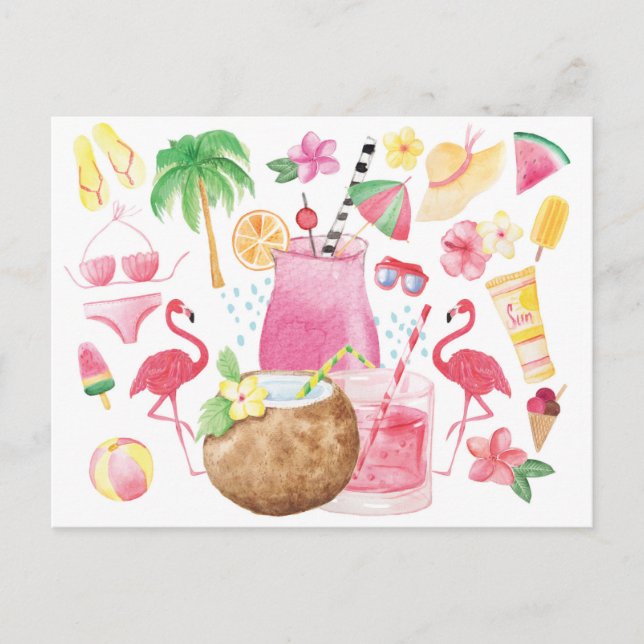 Postal Saludos divertidos de verano desde la playa (Anverso)