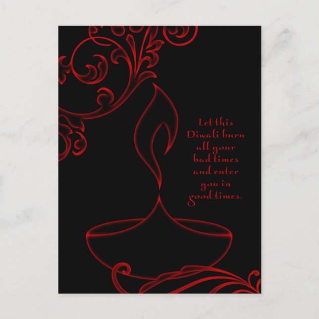 Postal saludos diwali (luz elegante) (Anverso)