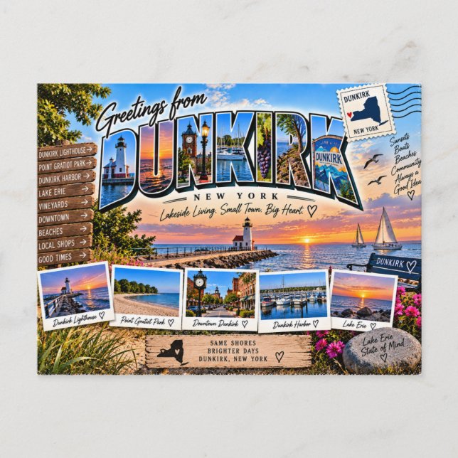 Postal Saludos Dunkirk Nueva York (Anverso)