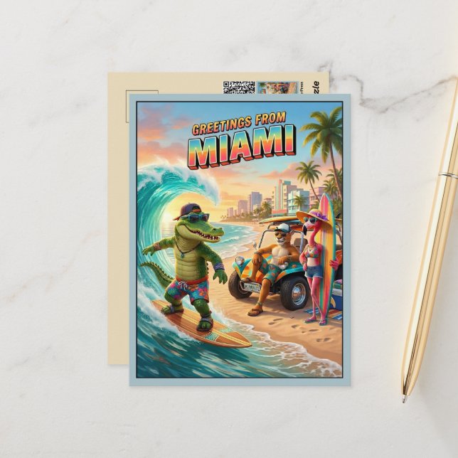 Postal Saludos en 3D de Miami Viajes (Anverso/Reverso In Situ)