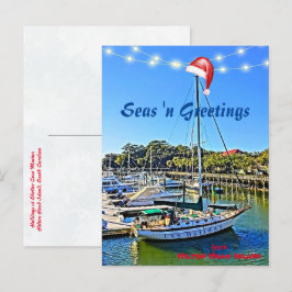 Postal Saludos en el mar de los Navidades de Hilton Head
