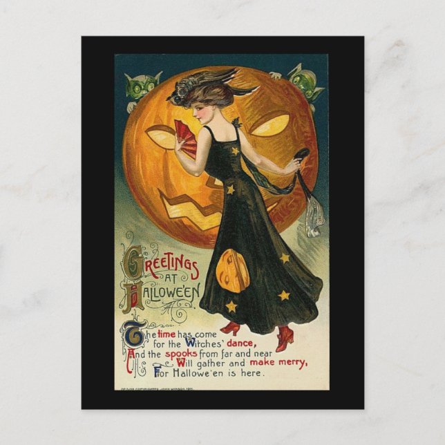 Postal Saludos en Halloween, el momento ha llegado (Anverso)