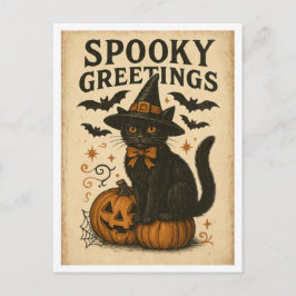 Postal Saludos espeluznantes de Halloween vintage