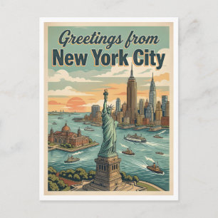 Postal Saludos Estatua de la Libertad Ciudad de Nueva Yor