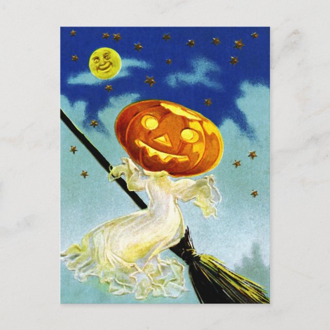 Postal ¡Saludos fantasmales en Halloween! (Anverso)