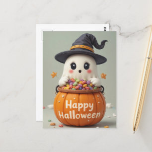Postal Saludos ghost Halloween Sweet Ghostly