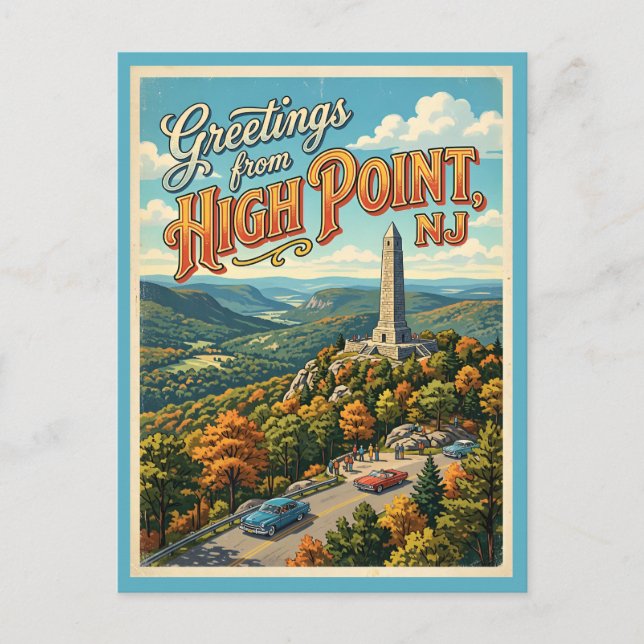 Postal Saludos High Point NJ Estilo Vintage  (Anverso)