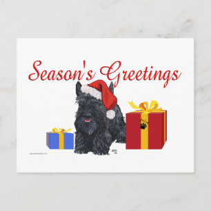 Postal Saludos juguetones del Terrier Escocés