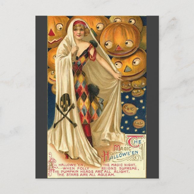 Postal Saludos mágicos de Halloween (Anverso)