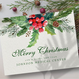 Postal Saludos médicos de Holly Pine & Berry